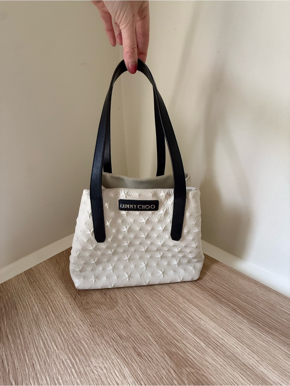 Jimmy Choo Grained Calfskin Embossed Star Small Sofia Tote Chalk - Picture 4 of 16